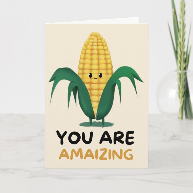 Happy Anniversary Cute Funny Simple Corn Card (Front)