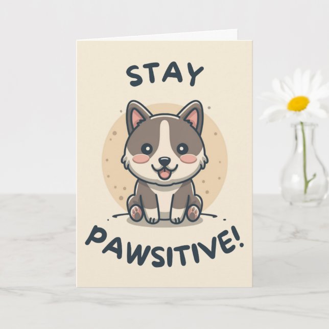 Happy Anniversary Cute Funny Simple Dog Card  (Small Plant)