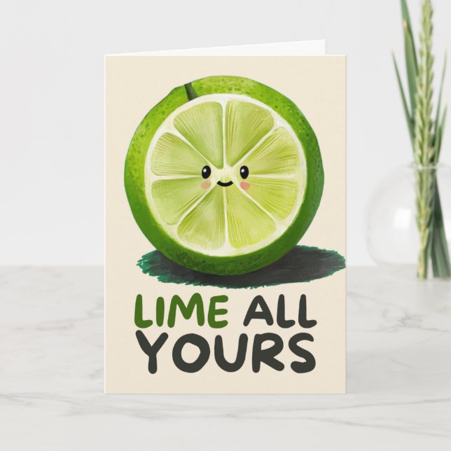 Happy Anniversary Cute Funny Simple Lime Card (Front)