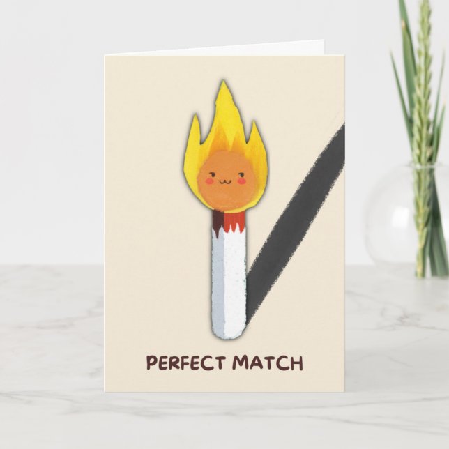 Happy Anniversary Cute Funny Simple Match Card (Front)