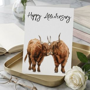 Happy Anniversary Cute Highland Cows Love Card