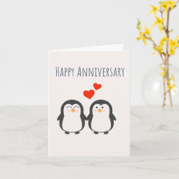 Happy Anniversary- Cute Penguin Couple Card | Zazzle