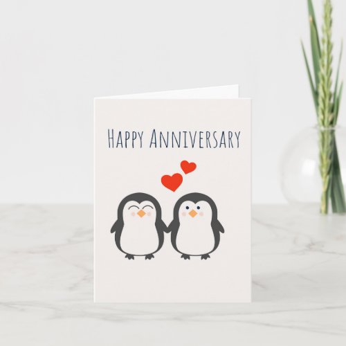 Happy Anniversary_ Cute Penguin Couple Card