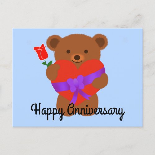 Happy Anniversary Cute Teddy Bear 1 Postcard