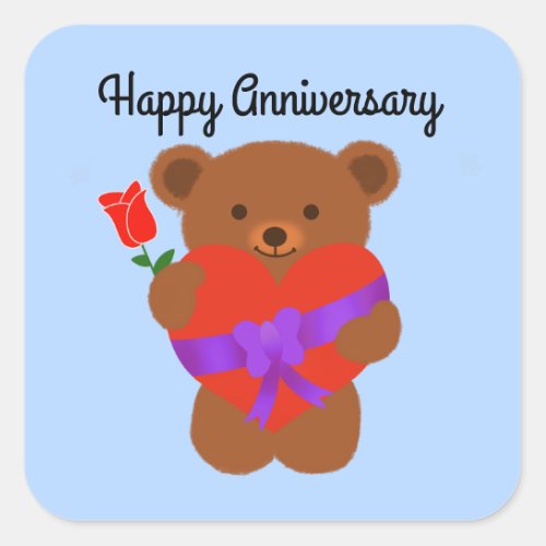 Happy Anniversary Cute Teddy Bear 1 Stickers