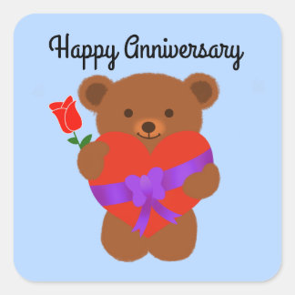 Happy Anniversary Cute Teddy Bear #1 Stickers