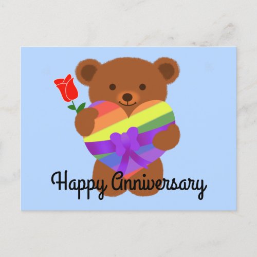 Happy Anniversary Cute Teddy Bear 2 Postcard