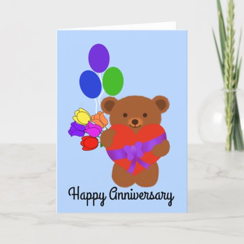 Happy Anniversary Cute Teddy Bear 4 Card