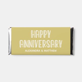 Happy Anniversary! Cute Typography Faux Gold Hershey Bar Favors