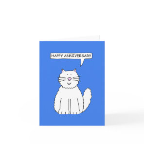 Happy Anniversary Cute White Cat Card