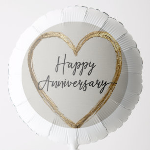 "Happy Anniversary" Design with Gold Heart Balloon