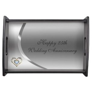 Happy Anniversary- Diamonds Heart Serving Tray