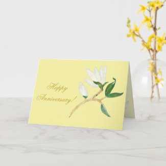 Happy Anniversary | Elegant Magnolia Branch Yellow Card