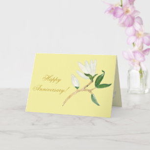 Happy Anniversary Elegant Magnolia Branch Yellow Card