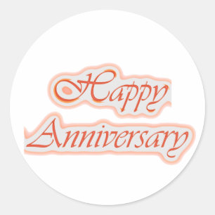 HAPPY Anniversary : Elegant Text Background Color Classic Round Sticker