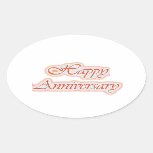 HAPPY Anniversary : Elegant Text  Background Color Oval Sticker