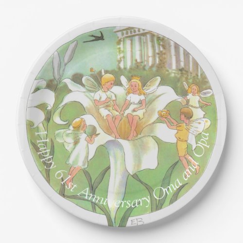 Happy Anniversary Flower Fairy Party Plate