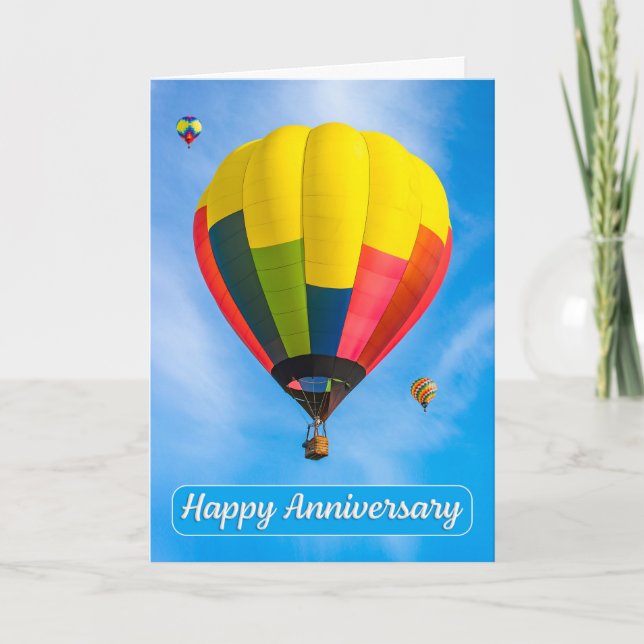 Happy Anniversary For Anyone Hot Air Balloons  Holiday Card (Front)