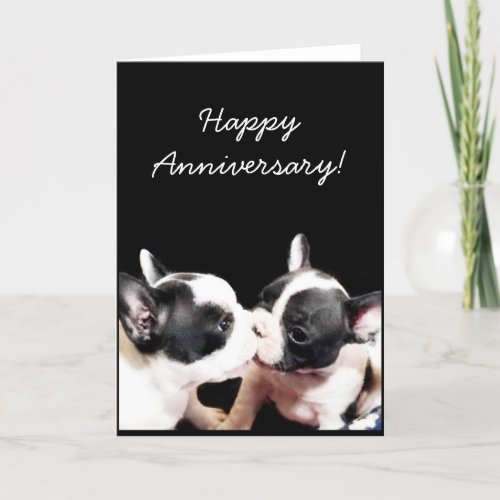 Happy Anniversary French bulldog greeting card