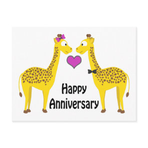 Happy Anniversary Giraffes Postcard