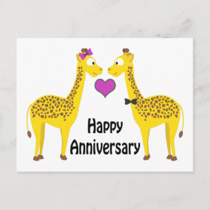 Happy Anniversary Giraffes Postcard