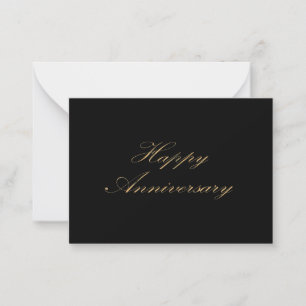Happy Anniversary gold font script black Note Card