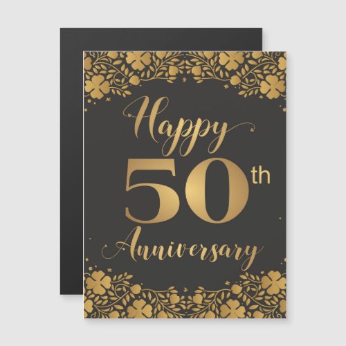 Happy Anniversary Golden Wedding magnetic card