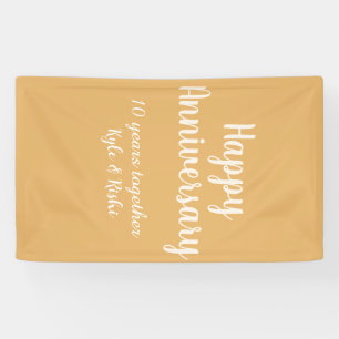 Happy anniversary golden white 10 years name date banner