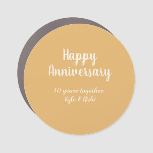 Happy anniversary golden white 10 years name date  car magnet