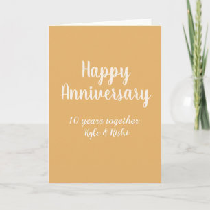 Happy anniversary golden white 10 years name date card