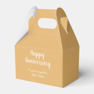 Happy anniversary golden white 10 years name date favor boxes