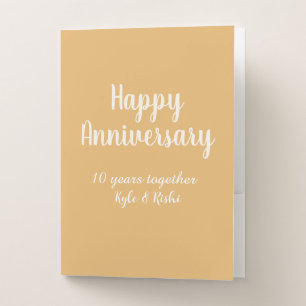 Happy anniversary golden white 10 years name date pocket folder