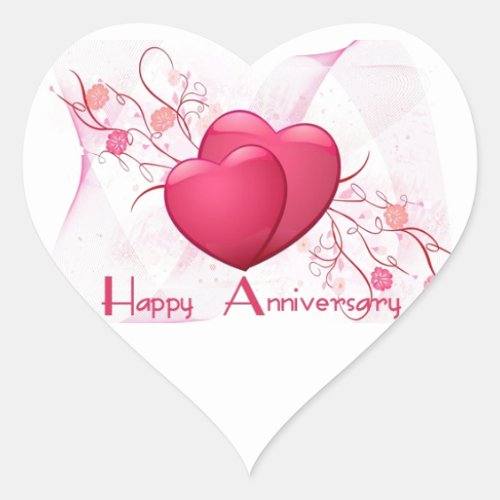 Happy Anniversary Hearts Heart Sticker