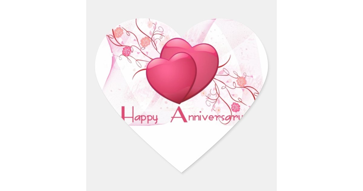 Happy Anniversary Hearts Heart Sticker
