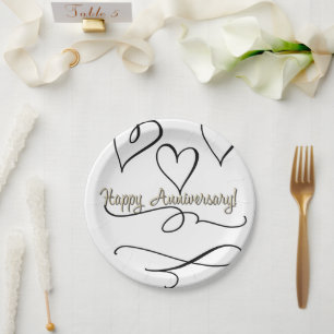 Happy Anniversary Hearts  Paper Plates