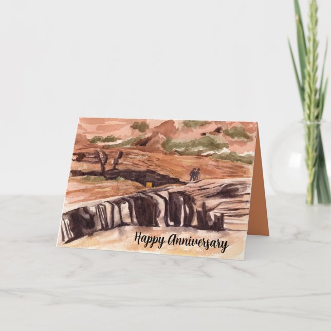 Happy Anniversary Hiking Mountain Desert Landscape Card (Front)