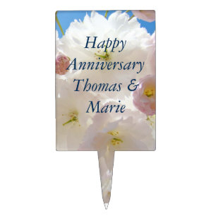 Happy Anniversary His Her Name cake toppers