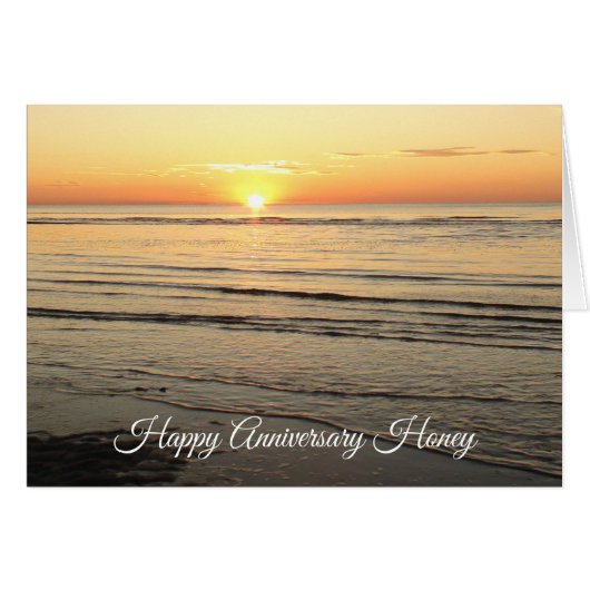 Happy Anniversary Honey Ocean Sunset Card (Front Horizontal)