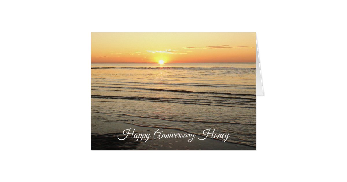 Happy Anniversary Honey Ocean Sunset Card | Zazzle