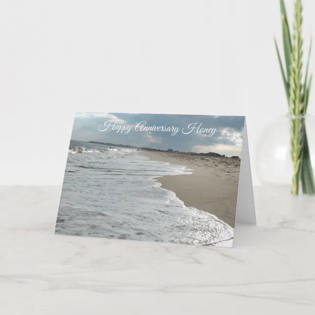 Happy Anniversary Honey Ocean Waves Card | Zazzle