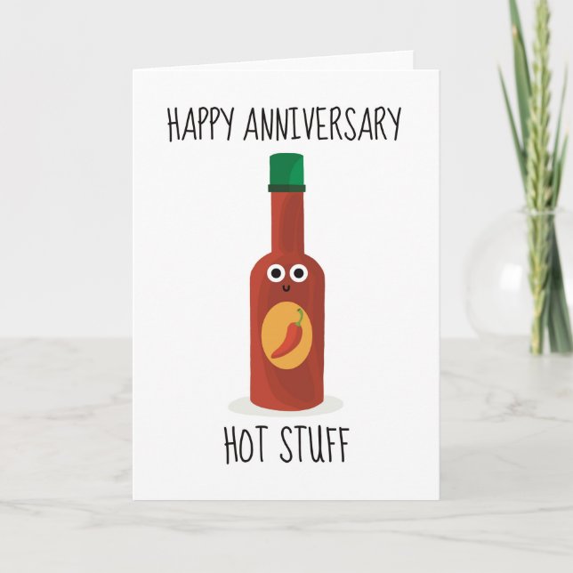 Happy Anniversary Hot Stuff Funny Sarcastic  Thank You Card (Front)