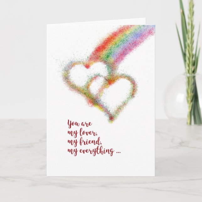 Happy Anniversary, Husband, Gay, Rainbow,  Hearts Card (Front)