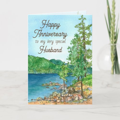 Happy Anniversary Husband Mountain Lake Card
