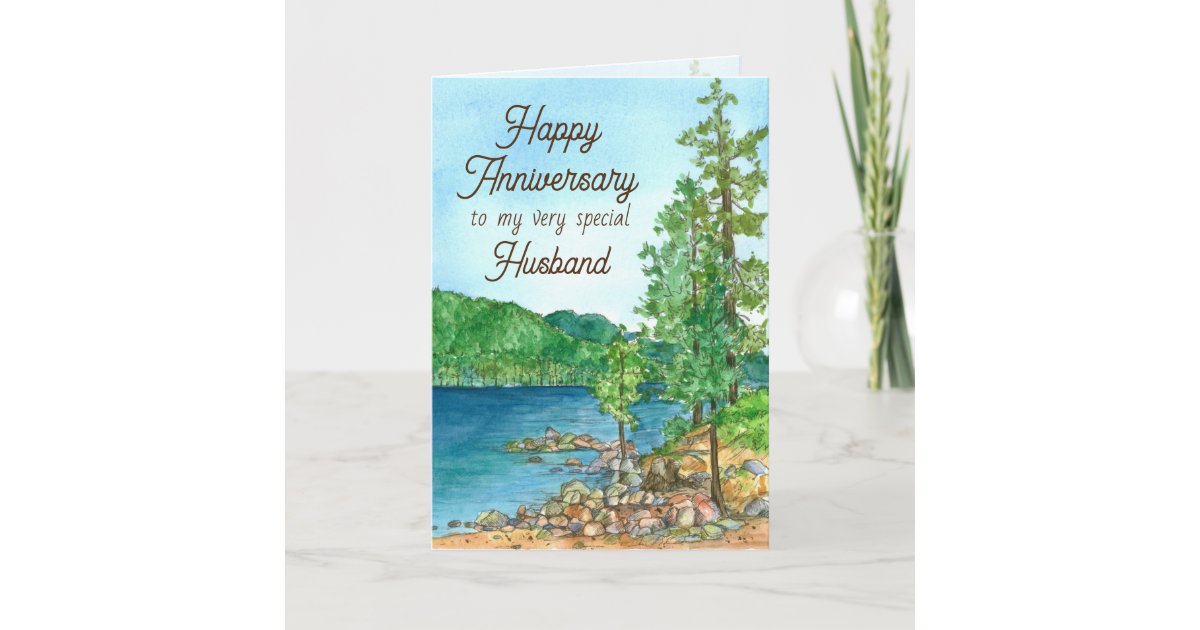 Happy Anniversary Husband Mountain Lake Card Zazzle