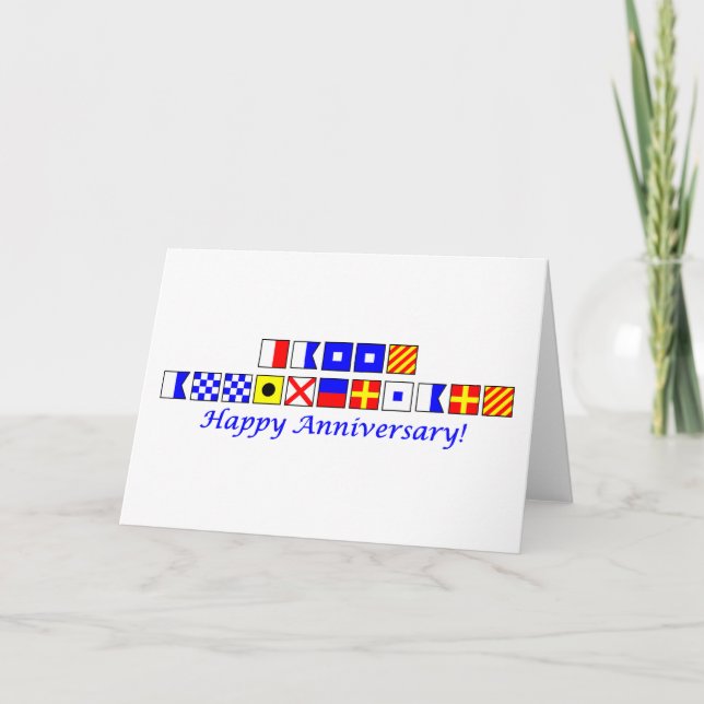 Happy Anniversary in nautical flag alphabet Card (Front)