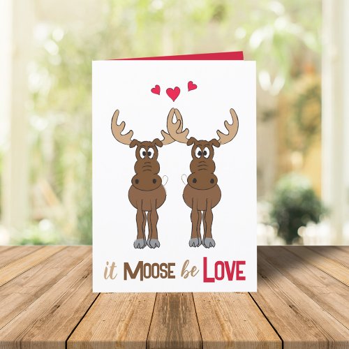 Happy Anniversary It Moose be Love Cute Whimsical Holiday Card