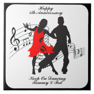 HAPPY ANNIVERSARY-KEEP ON DANCING CERAMIC TILE