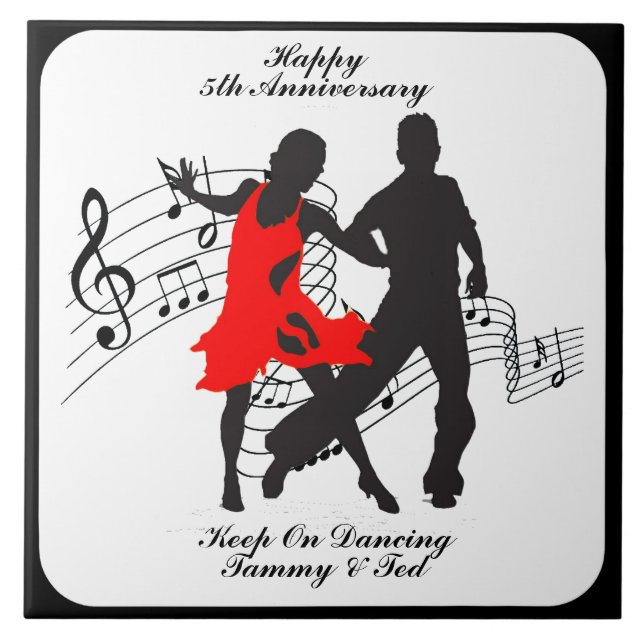 HAPPY ANNIVERSARY-KEEP ON DANCING CERAMIC TILE (Front)