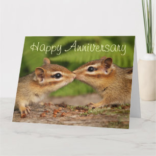 Happy Anniversary Kissing Baby Chipmunks LargeCard Card