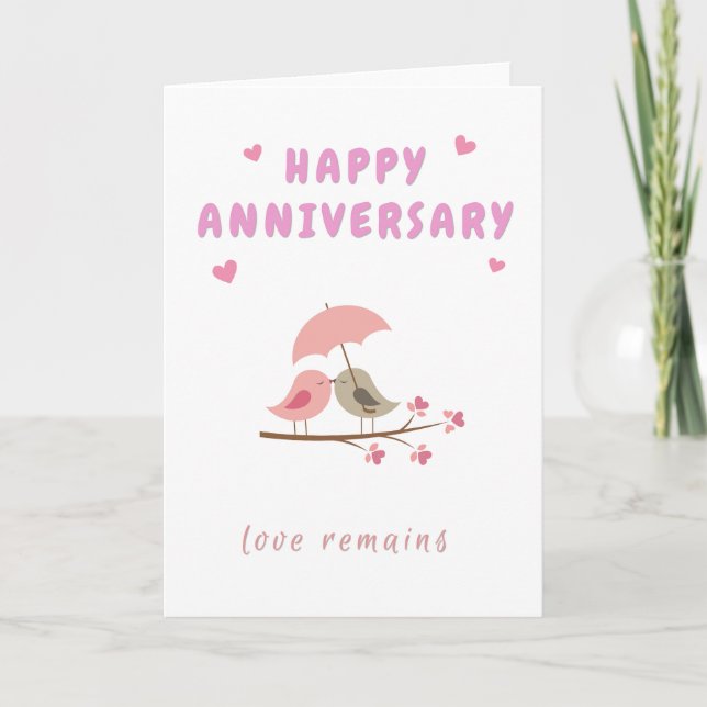 Happy Anniversary Kissing Bird Card (Front)